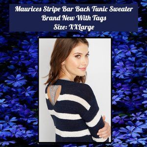 Maurices Stripe Bar Back Tunic Sweater XXL